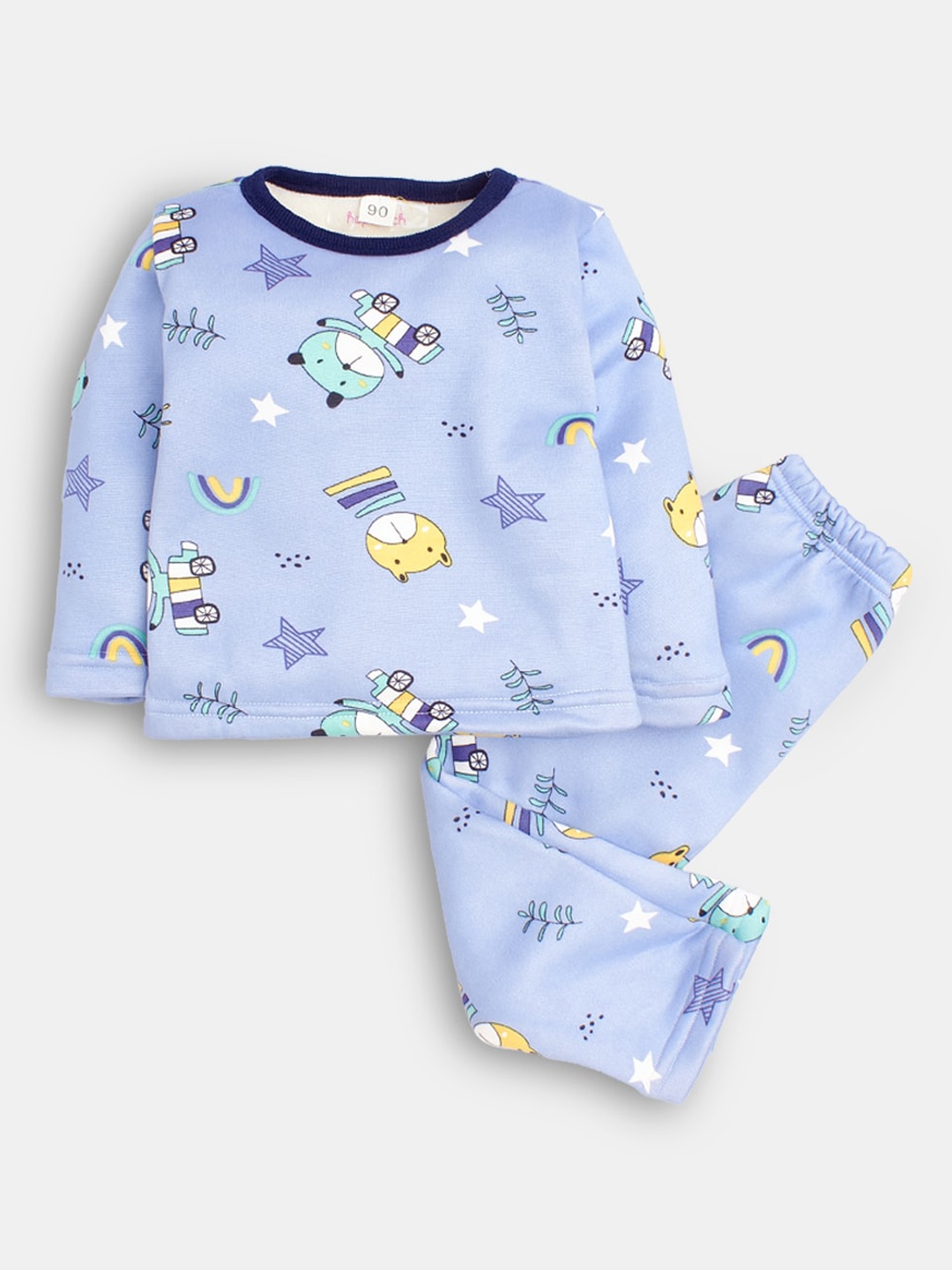 

Hopscotch Boys Blue & Yellow Printed Night suit