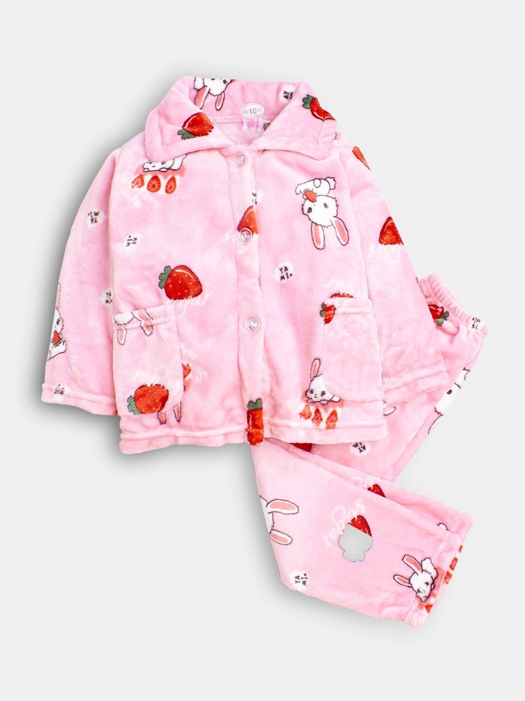 

Hopscotch Girls Pink & Red Printed Night suit