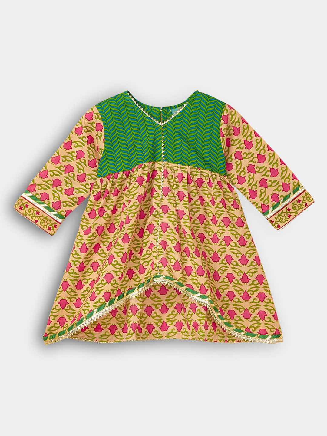 

Hopscotch Girls Yellow & Red Floral Printed Anarkali Kurta