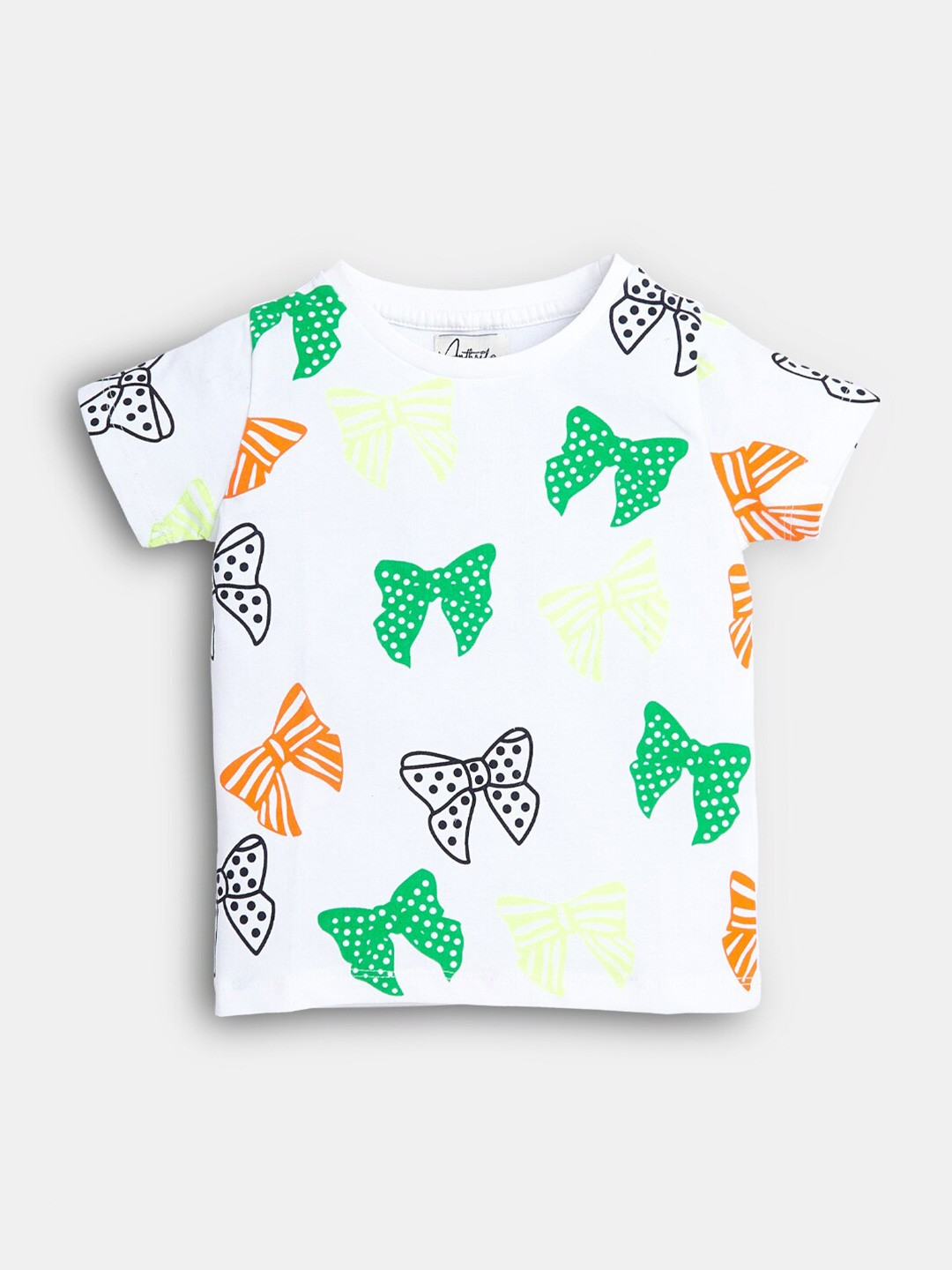 

Hopscotch Girls White Printed Graphic Short Sleeves T-shirt