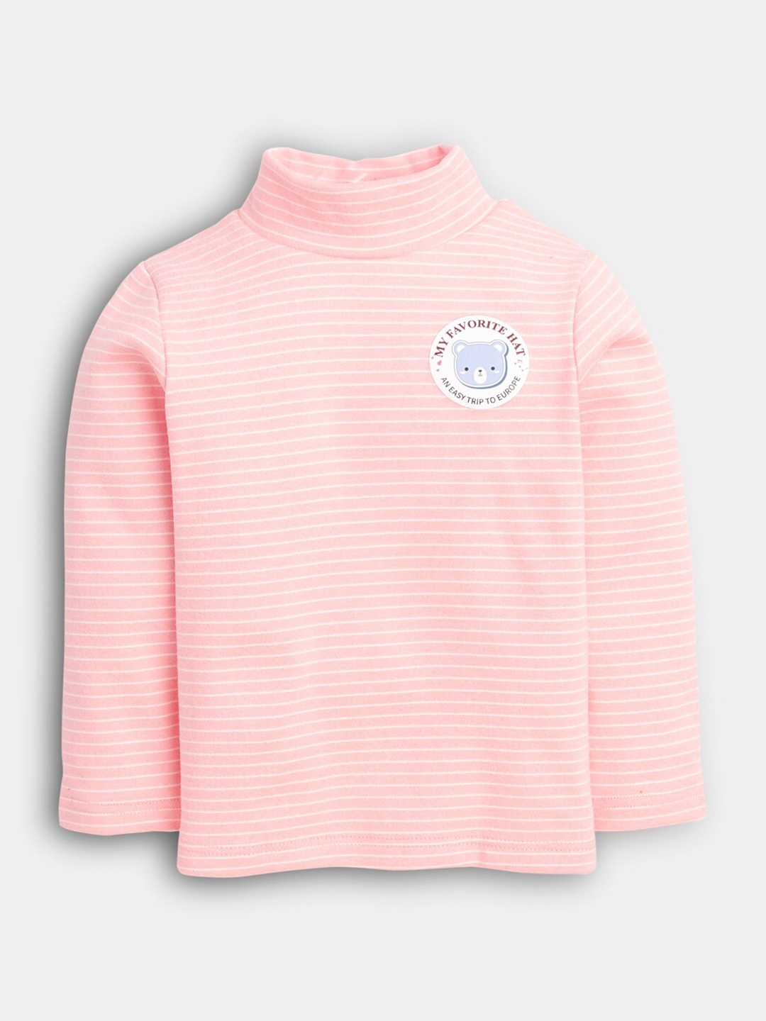 

Hopscotch Boys Pink Striped High Neck T-shirt