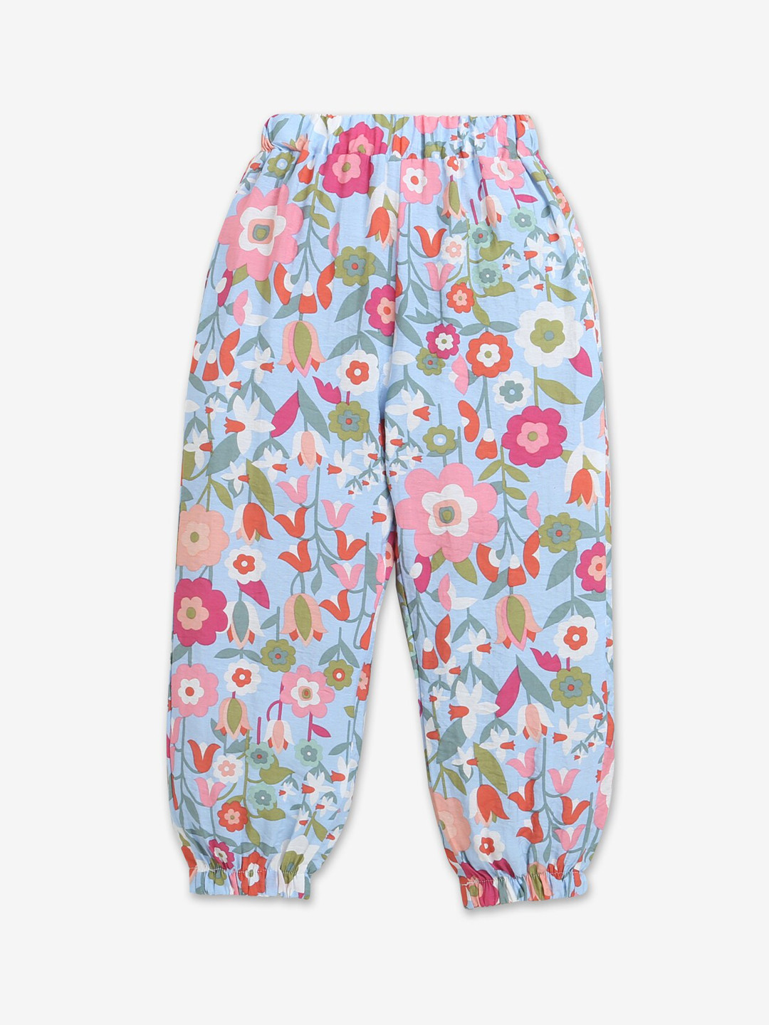 

Hopscotch Girls Blue & Pink Printed Joggers Trousers