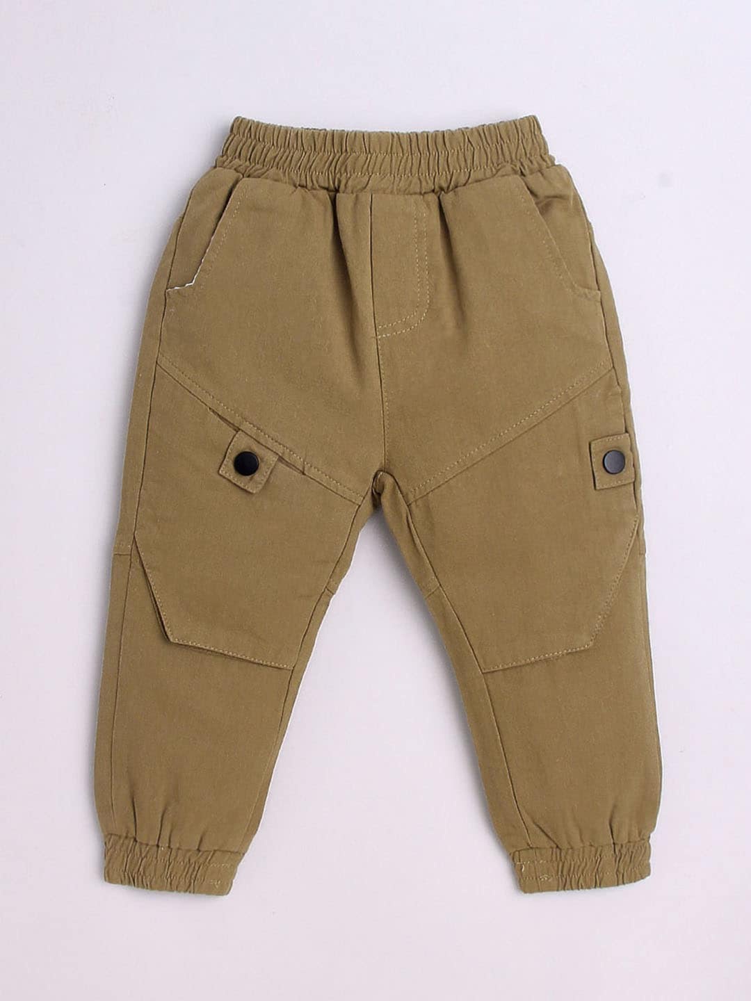 

Hopscotch Boys Khaki Solid Pure-Cotton Joggers