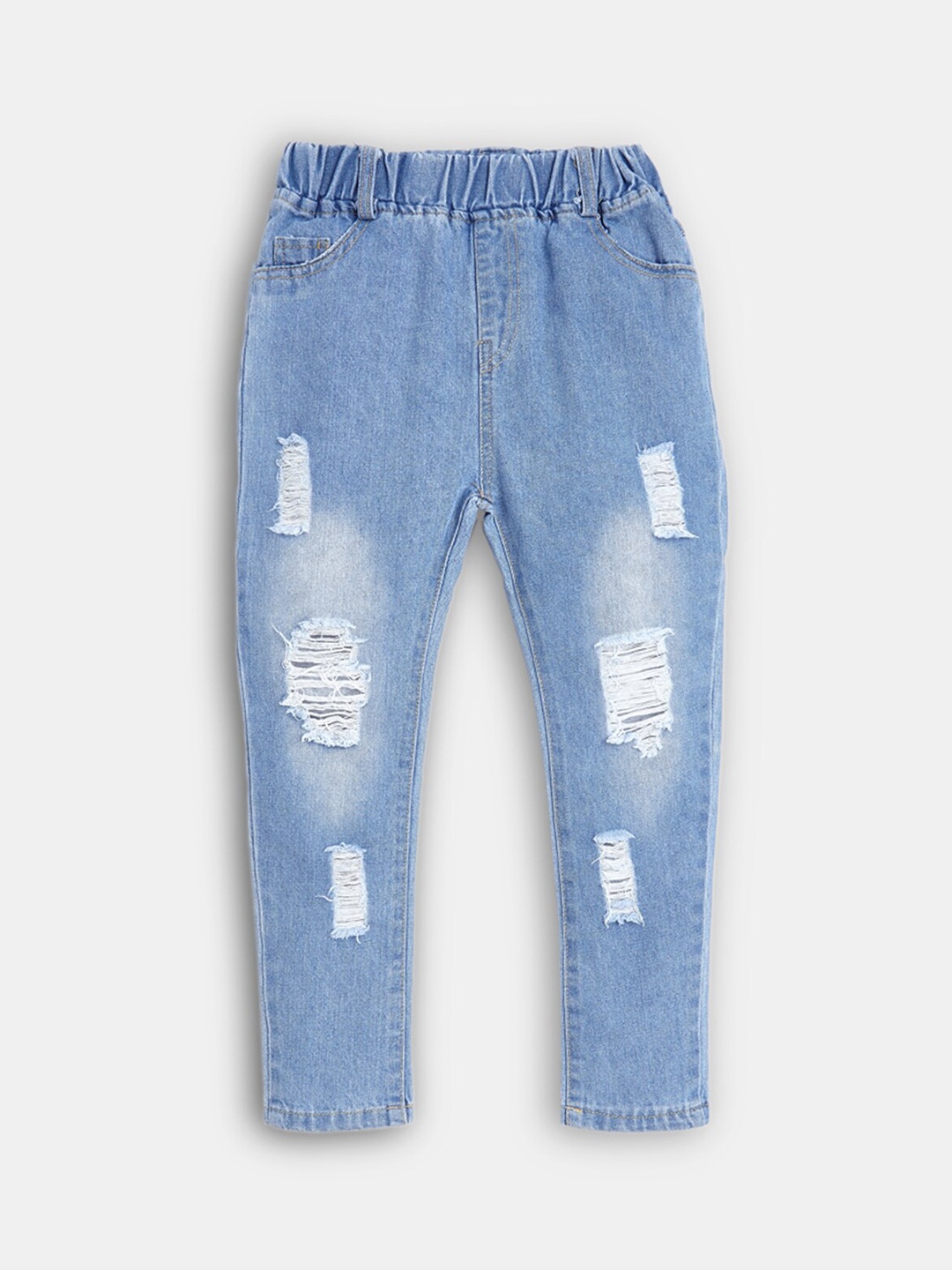 

Hopscotch Boys Blue Straight Fit Mildly Distress Light Fade Stretchable Jeans