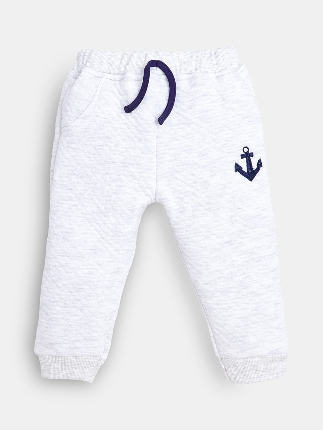 

Hopscotch Infants Boys White Solid Pure Cotton Joggers