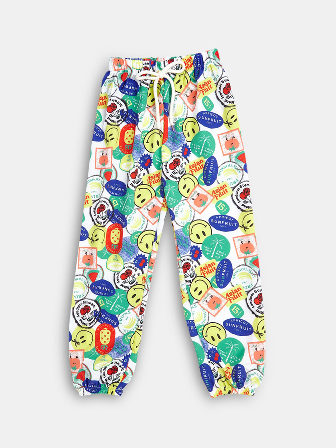 

Hopscotch Infant Boys White Printed Joggers