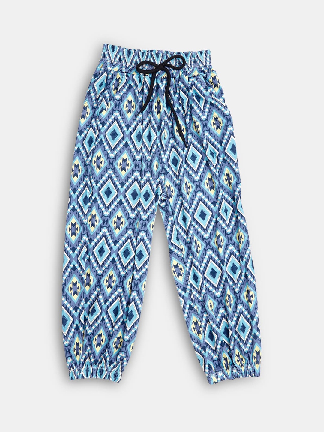 

Hopscotch Boys Blue & White Printed Joggers