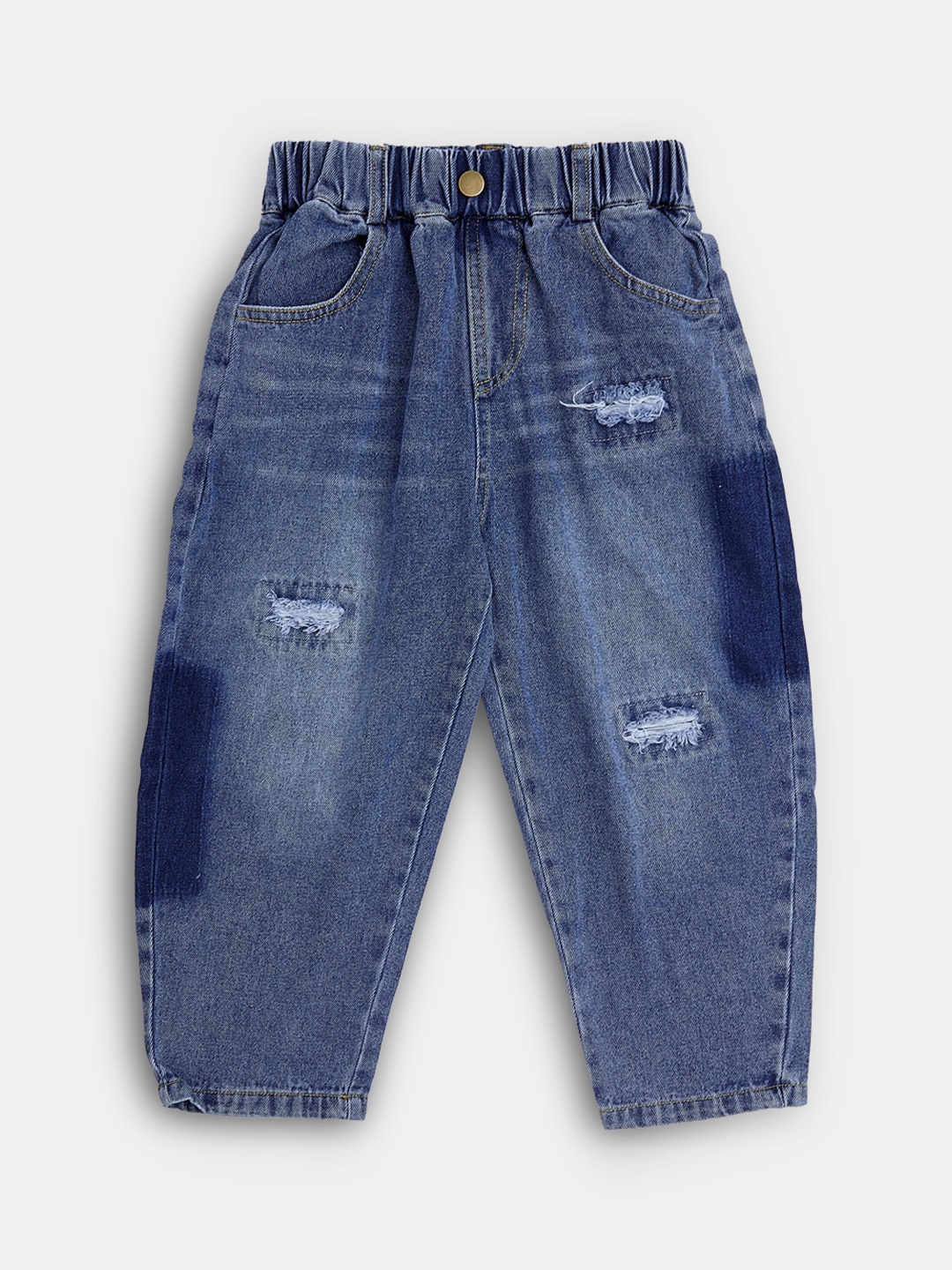 

Hopscotch Boys Blue Boyfriend Fit Low Distress Light Fade Stretchable Jeans