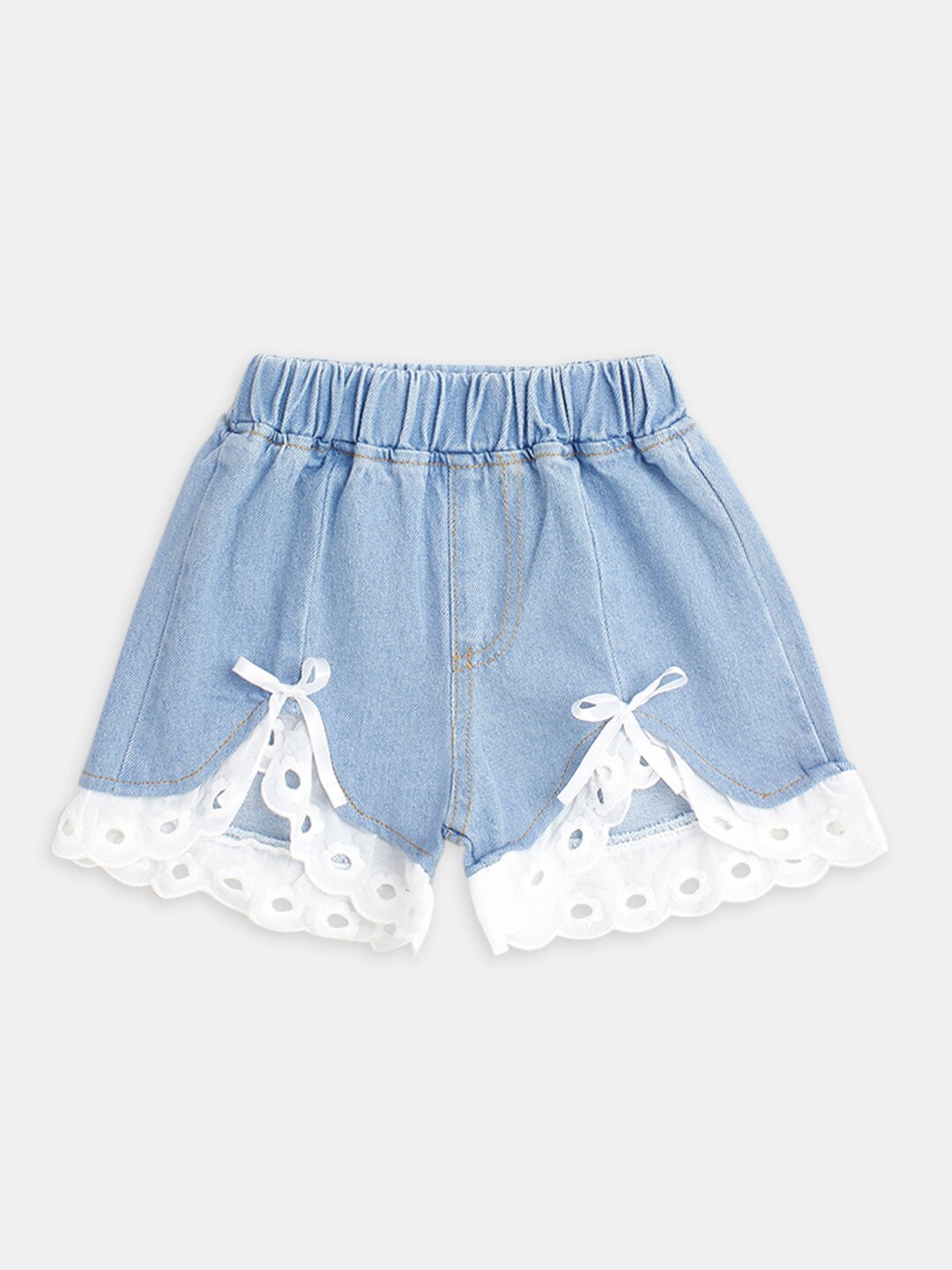

Hopscotch Girls Blue Solid Cotton Flared Shorts