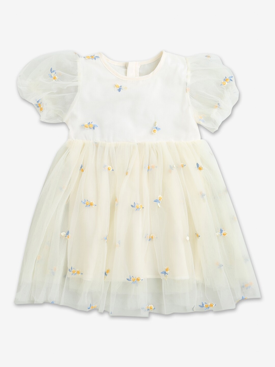 

Hopscotch Girls Cream-Coloured Floral Fit & Flare Dress