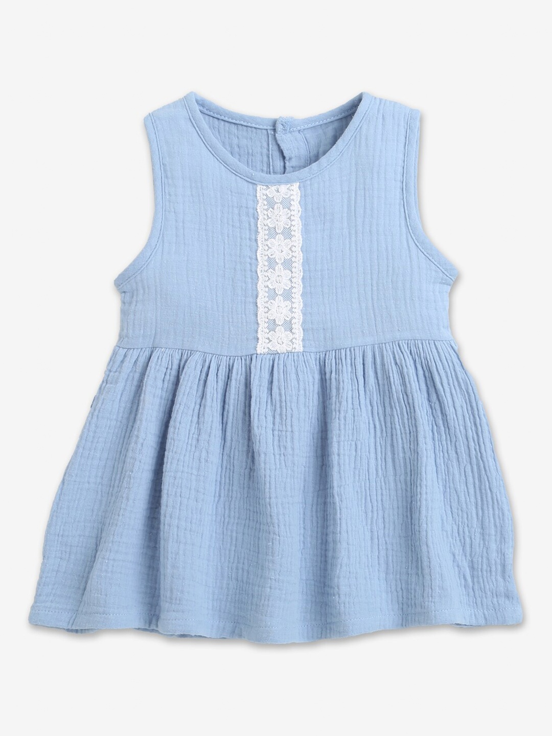 

Hopscotch Girls Blue Solid Cotton Sleeveless Casual Dress