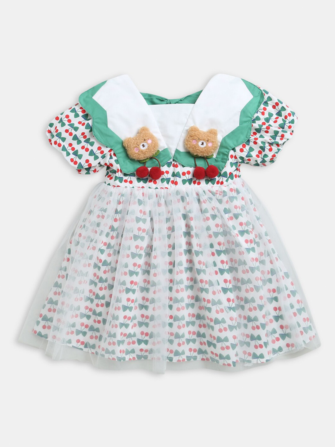 

Hopscotch Girl White & Green Fit & Flare Dress