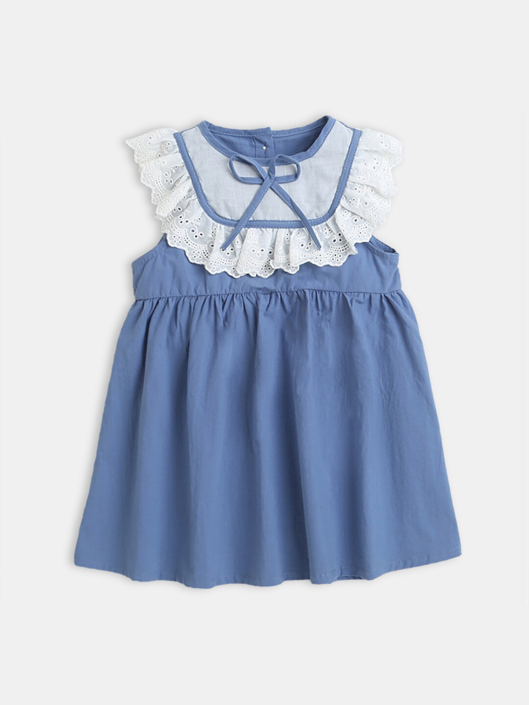 

Hopscotch Blue Short-Sleeve Denim Casual A-Line Dress