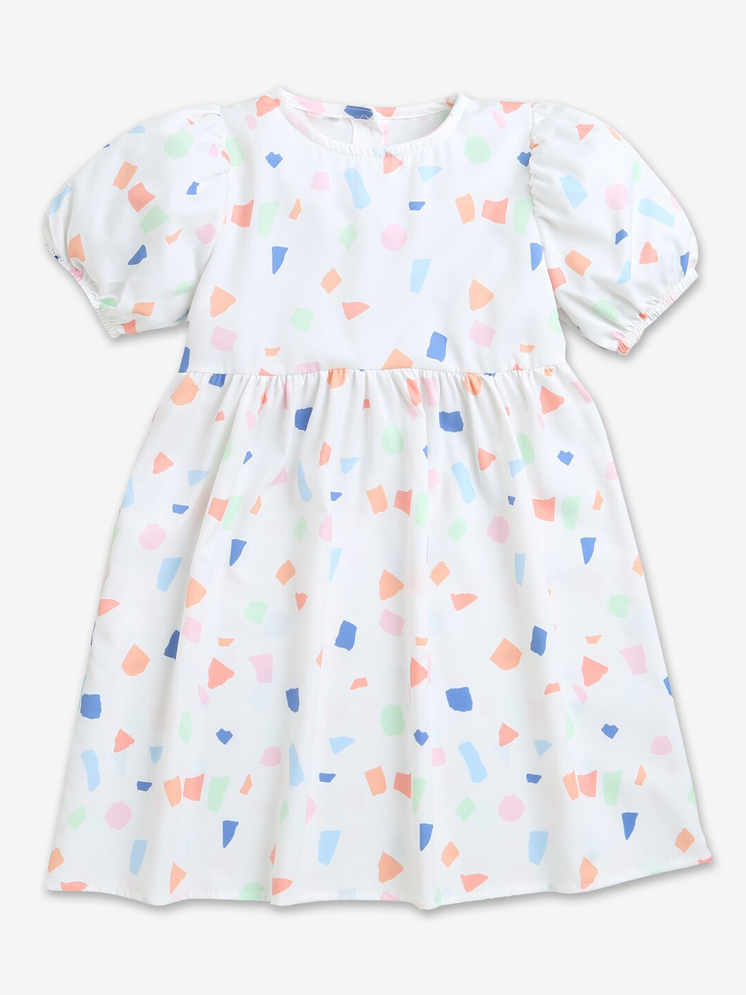 

Hopscotch Casual White Fit & Flare Dress