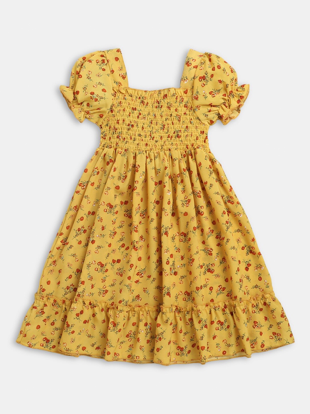 

Hopscotch Girl Yellow Floral A-Line Dress