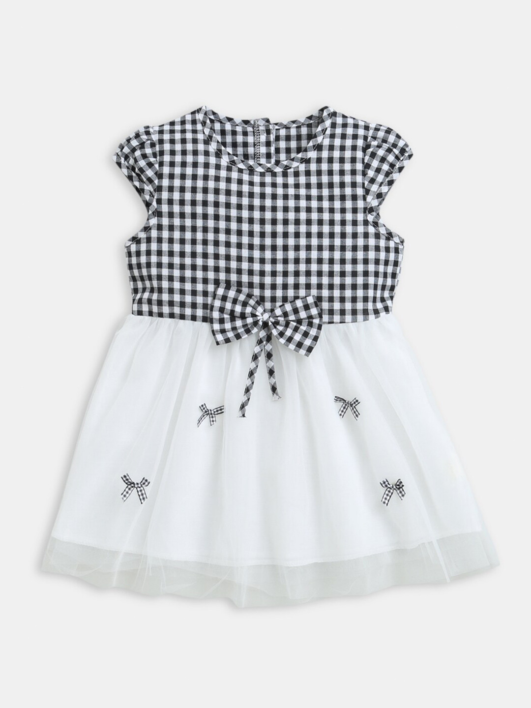 

Hopscotch Black & White Girls Checked Fit & Flare Dress