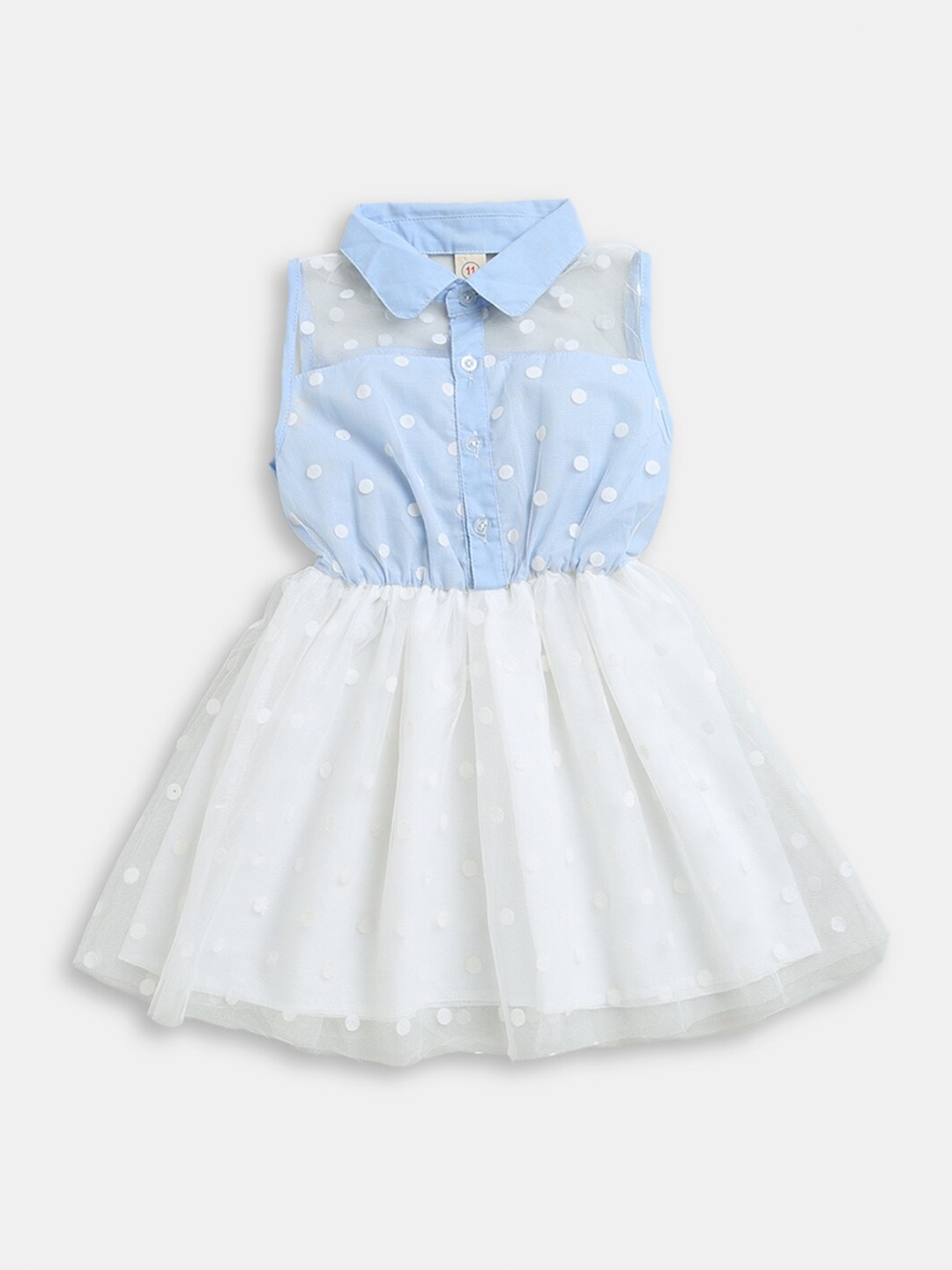 

Hopscotch Blue & White Polka Dot Print Dress