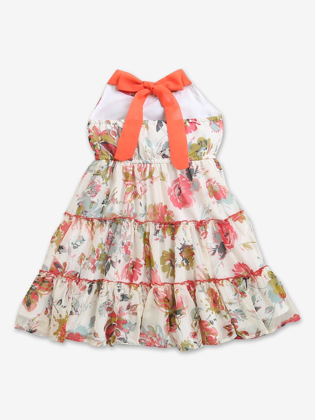 

Hopscotch Girls White & Green Floral Printed Polyester Sleeveless Dress
