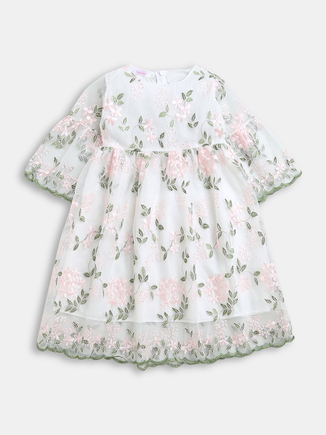 

Hopscotch Girl Off White & Green Floral Dress