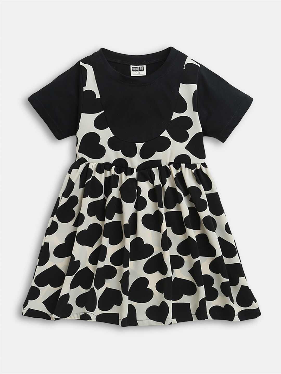 

Hopscotch Black & White Conversational Printed Dress