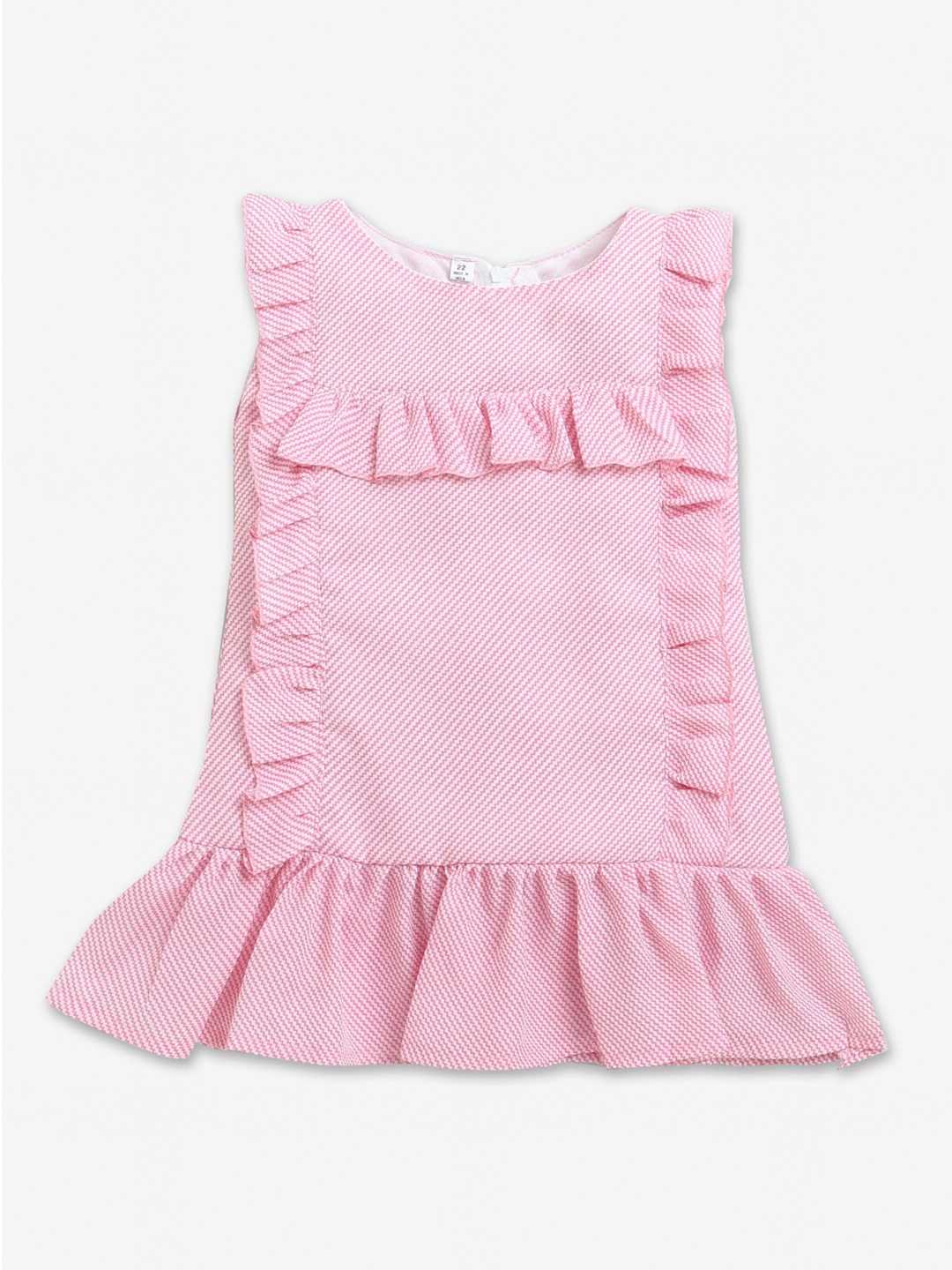 

Hopscotch Girls Pink & White Sleeveless Casual A-Line Dress