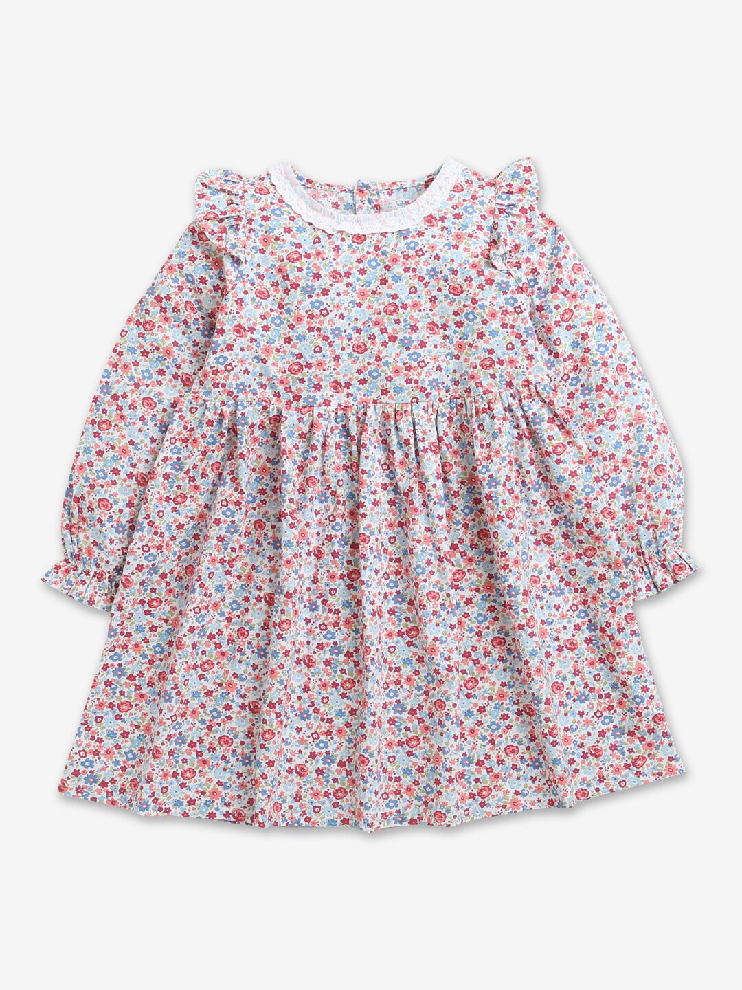 

Hopscotch Girls Red & Blue Floral Print A-Line Casual Dress