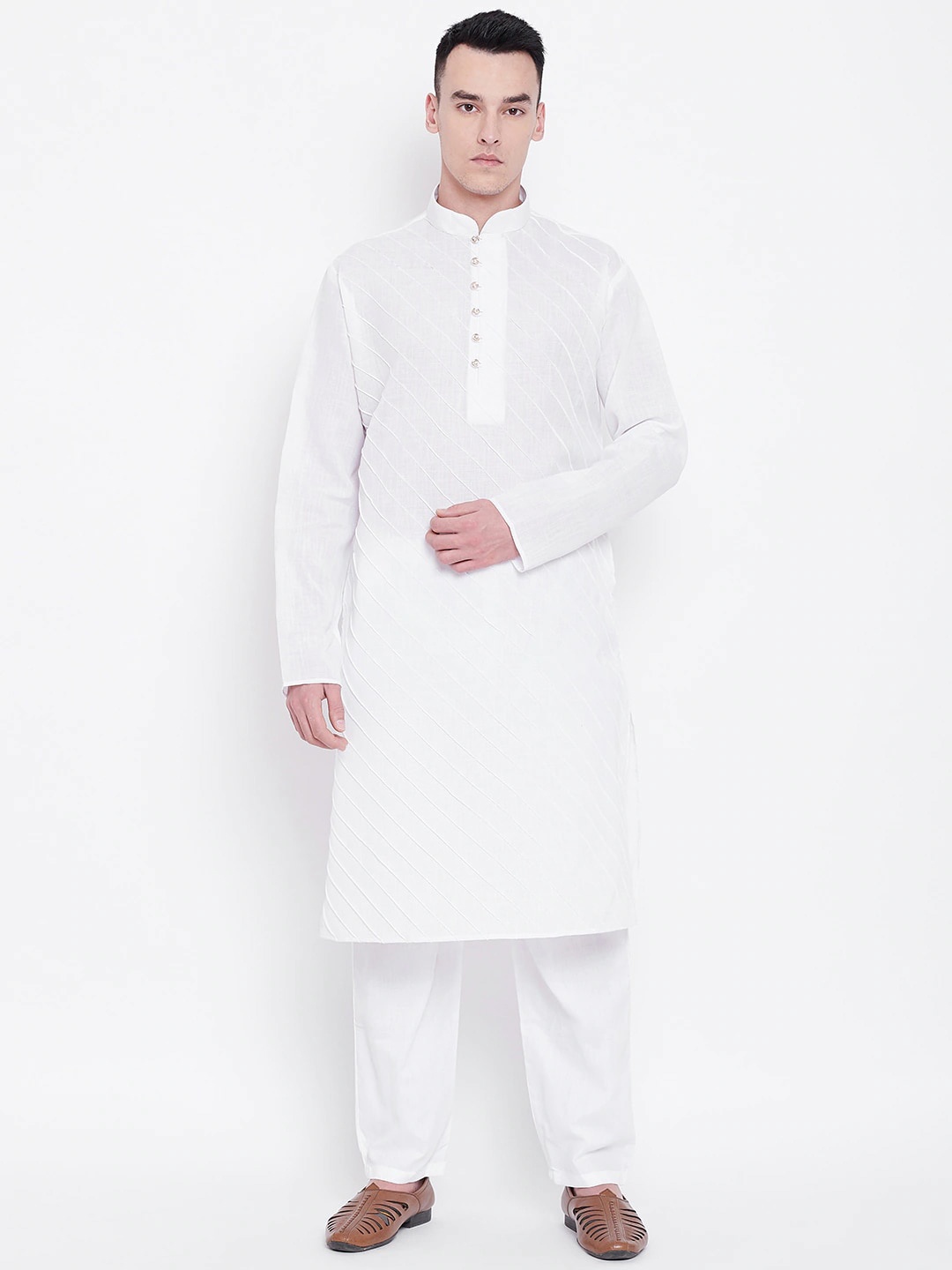

SG LEMAN Men Pure Cotton Kurta with Pyjamas, White