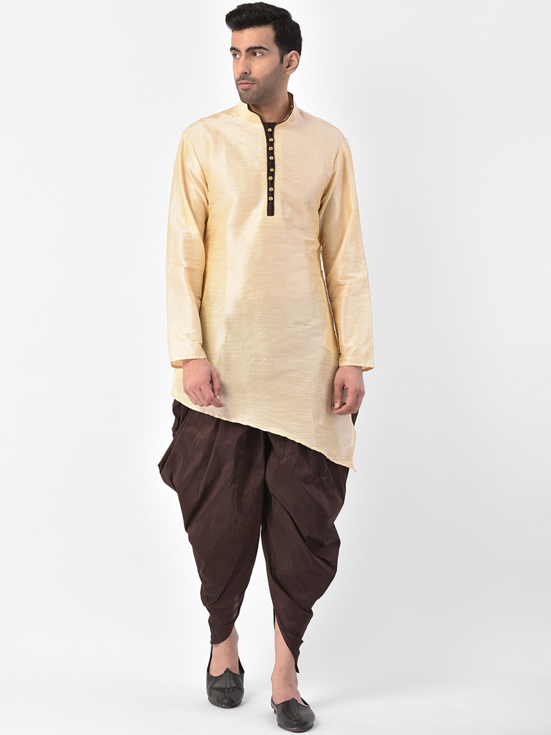 

SG LEMAN Men Beige Raw Silk Kurta with Dhoti Pants