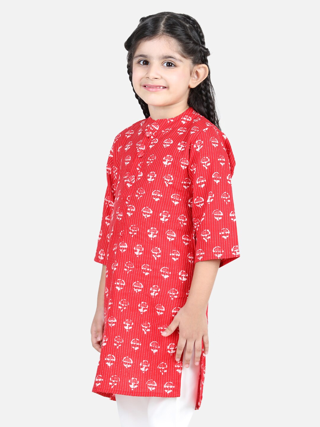 

BownBee Red Printed Block Print Pure Cotton Kurti