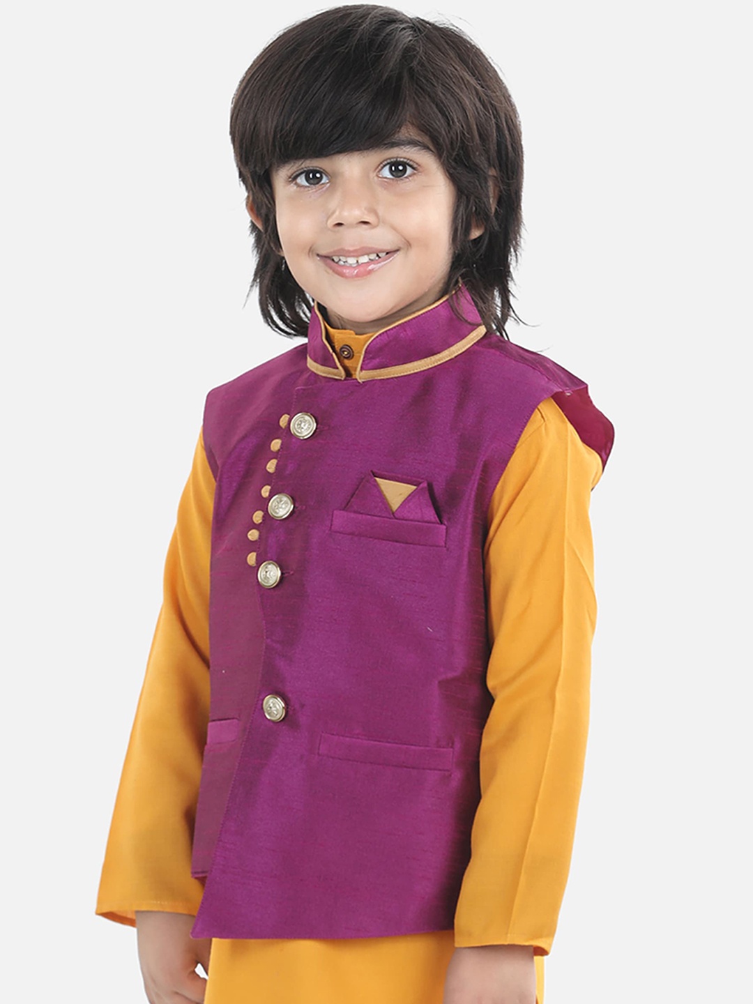

BownBee Boys Purple Woven Design Nehru Jackets