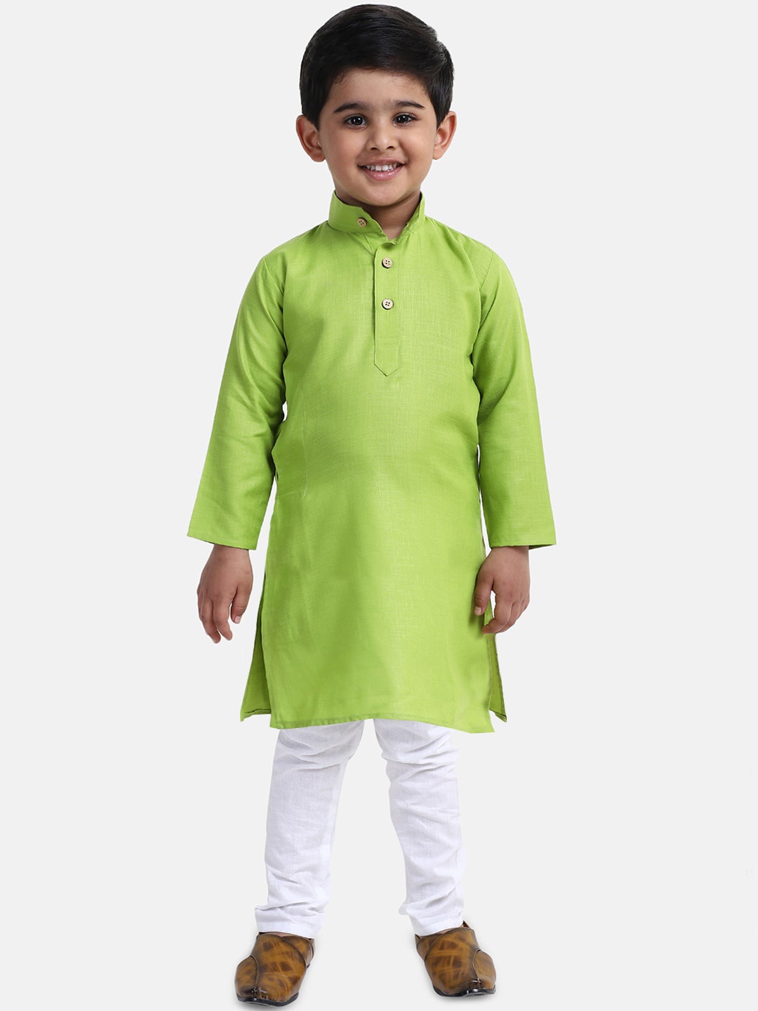 

BownBee Boys Green Pure Cotton Kurta with Pyjamas