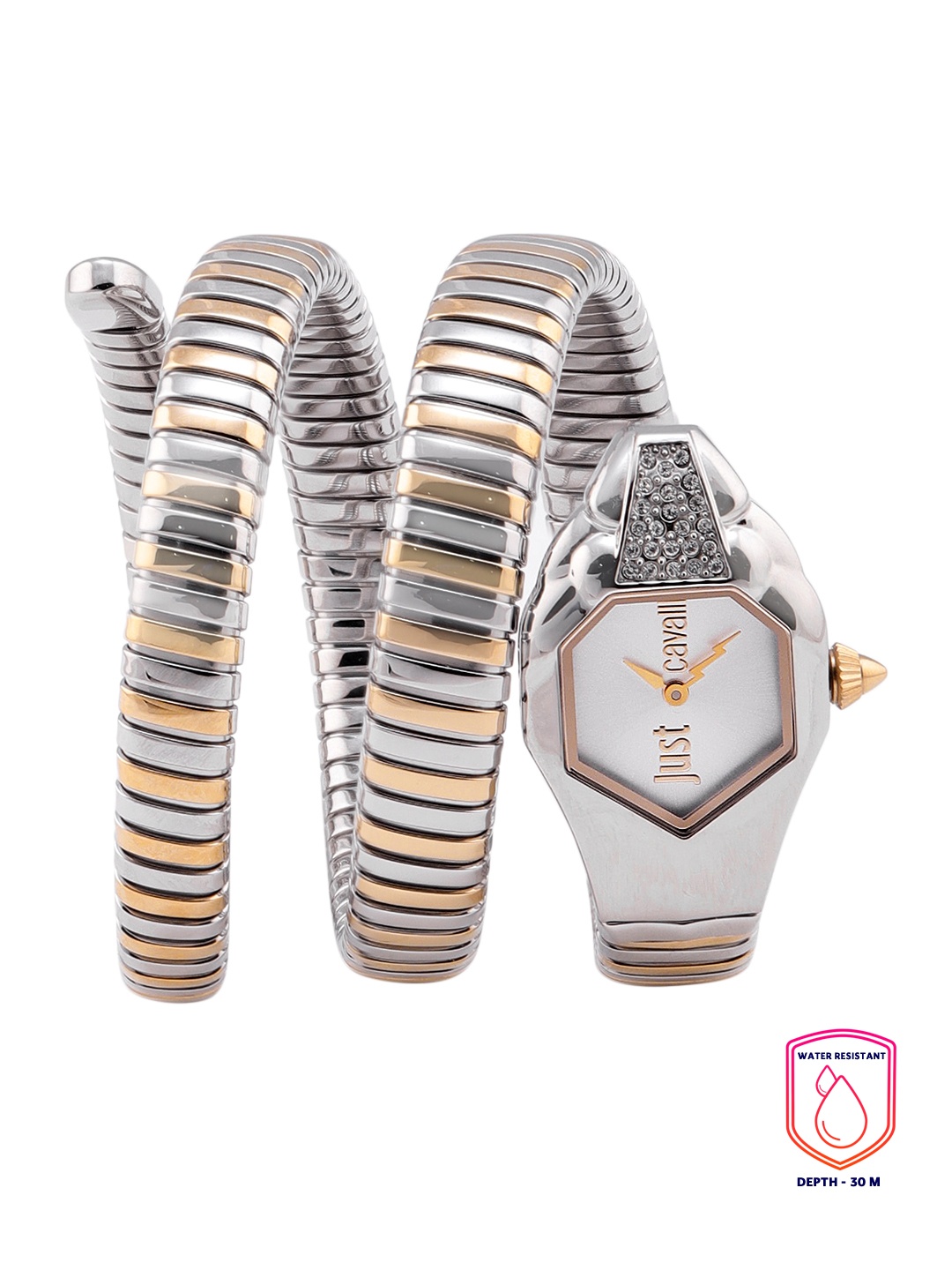 

Just Cavalli Women Silver-Toned Dial & Wrap Around Straps Analogue Watch JC1L022M0045