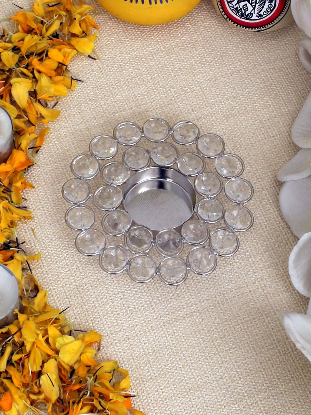 

Home Sparkle Transparent & Silver Solid Tealight Candle Holders