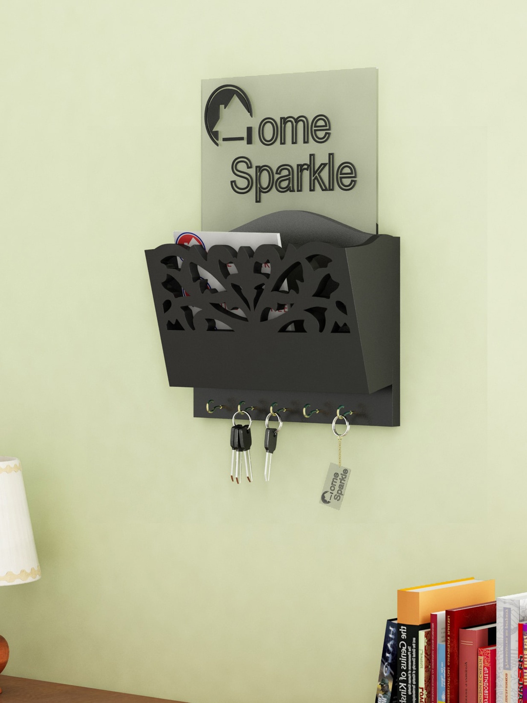 

Home Sparkle Black Solid 5 Hooks Wooden Key Holders