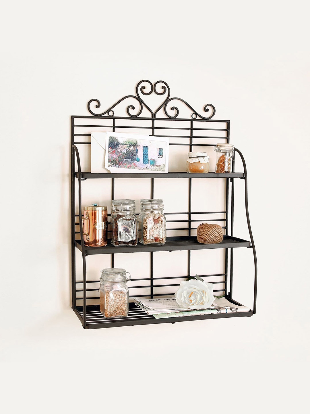 

Home Sparkle Black Solid Metal Kitchen Rack