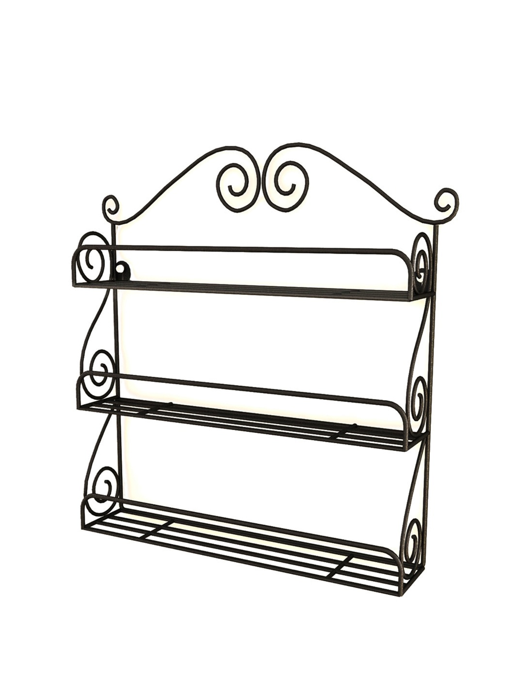 

Home Sparkle Black Wall Mounted Metal Wall Shelf with 3 Storage Racks