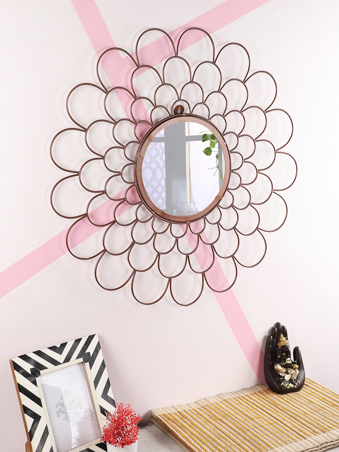 

Home Sparkle Copper-Toned Solid Circular Decorative Mirror