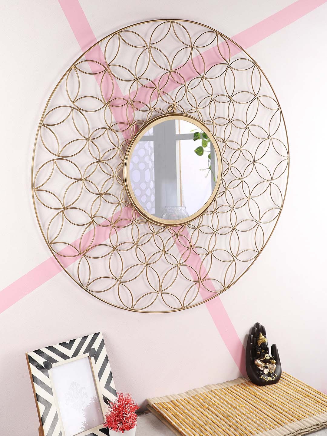 

Home Sparkle Gold-Toned Textured Wall Mirrors