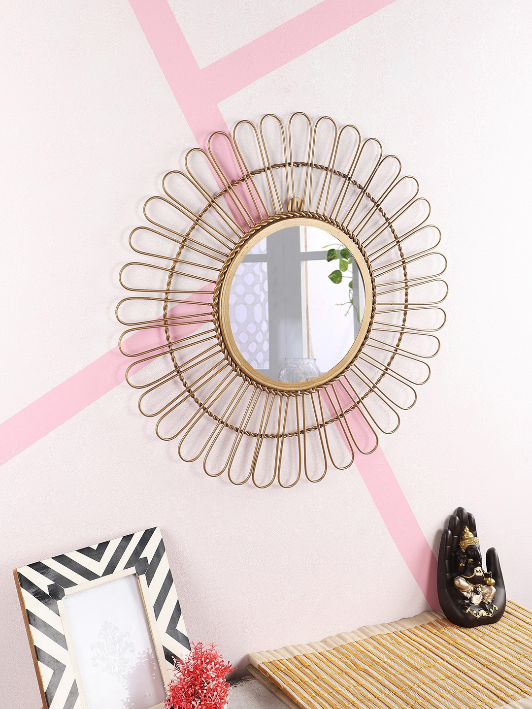 

Home Sparkle Gold-Toned Textured Wall Mirrors