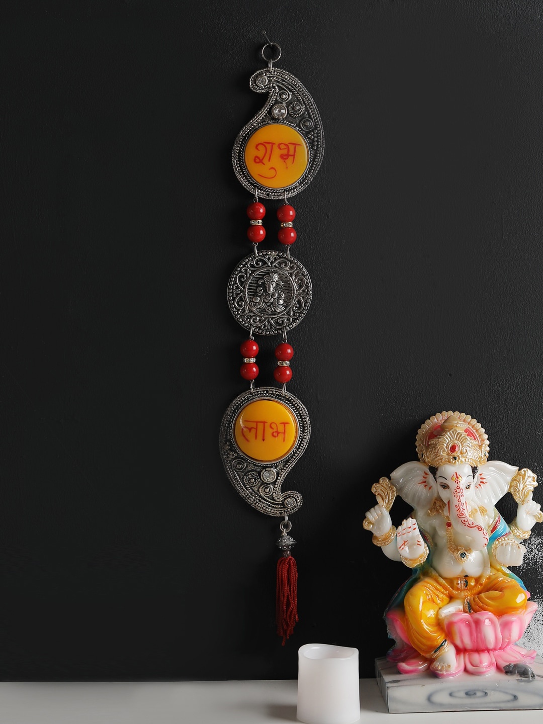 

Home Sparkle Red & Orange Shubh Labh With Ganesha Patterned Torans