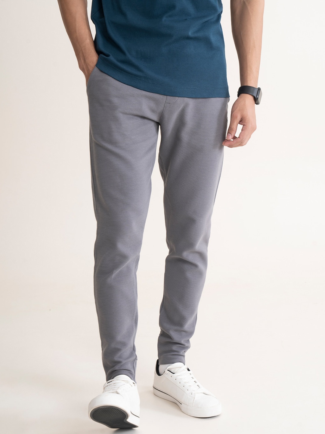 

DaMENSCH Constant Ottoman Fabric Regular Fit Joggers, Grey