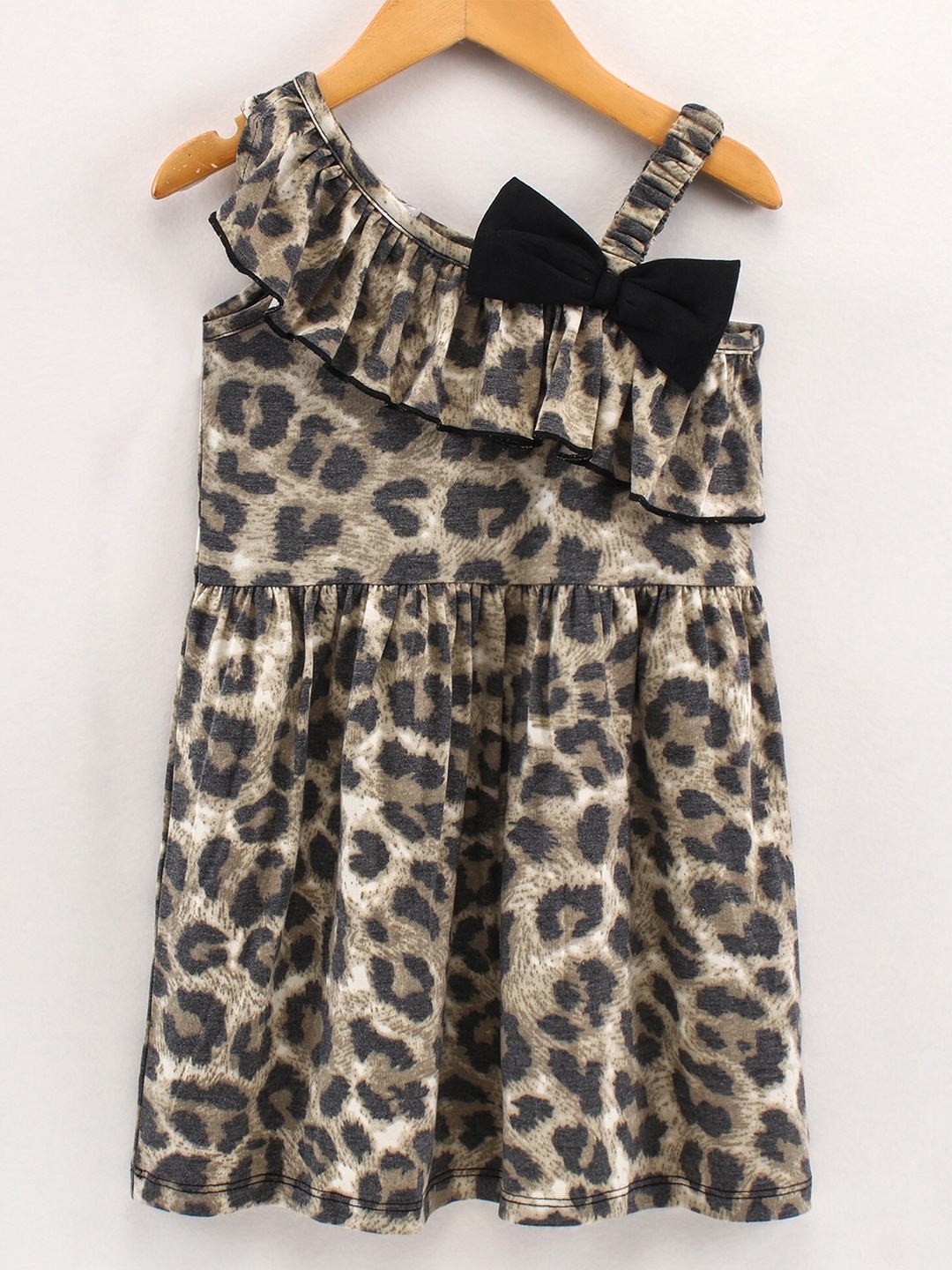 

CrayonFlakes Girls Brown & Grey Animal A-Line Maxi Dress