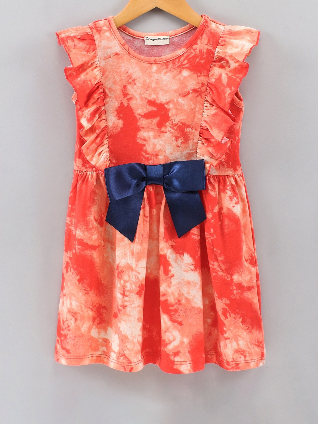 

CrayonFlakes Orange Tie and Dye A-Line Dress