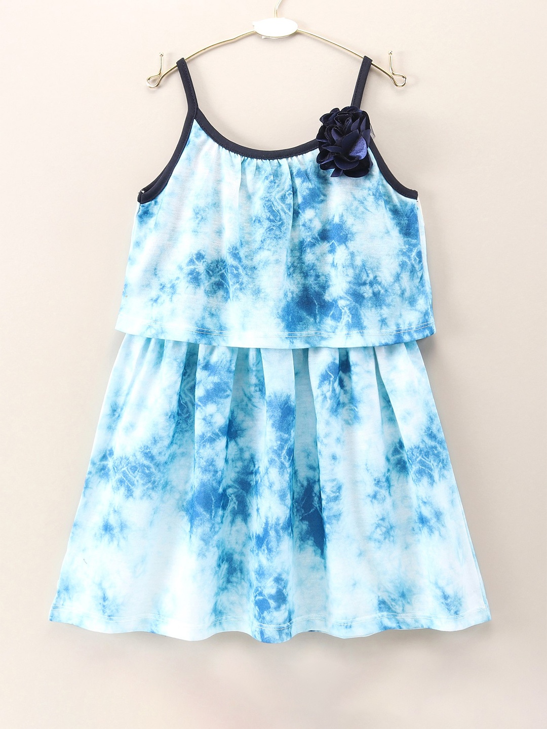 

CrayonFlakes Girls Blue & White Tie and Dye Dress