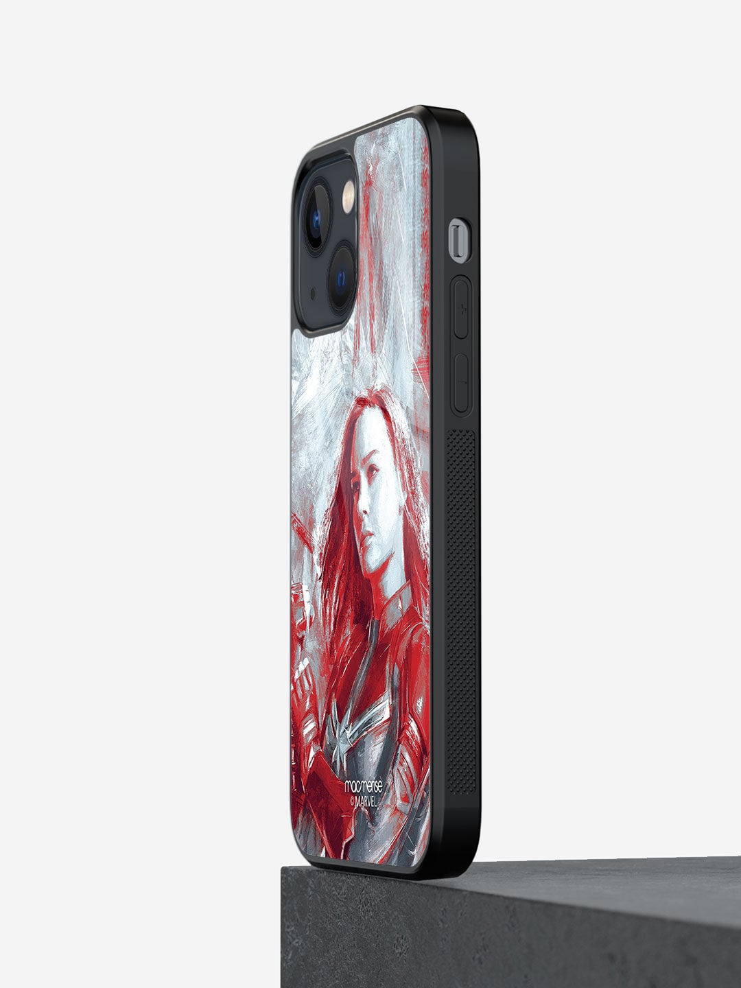 

macmerise Black & Red Printed Glass iPhone 13 Mini Back Case