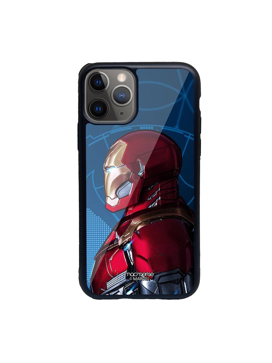

macmerise Red & Blue Printed Glass iPhone 11 Pro Max Back Case