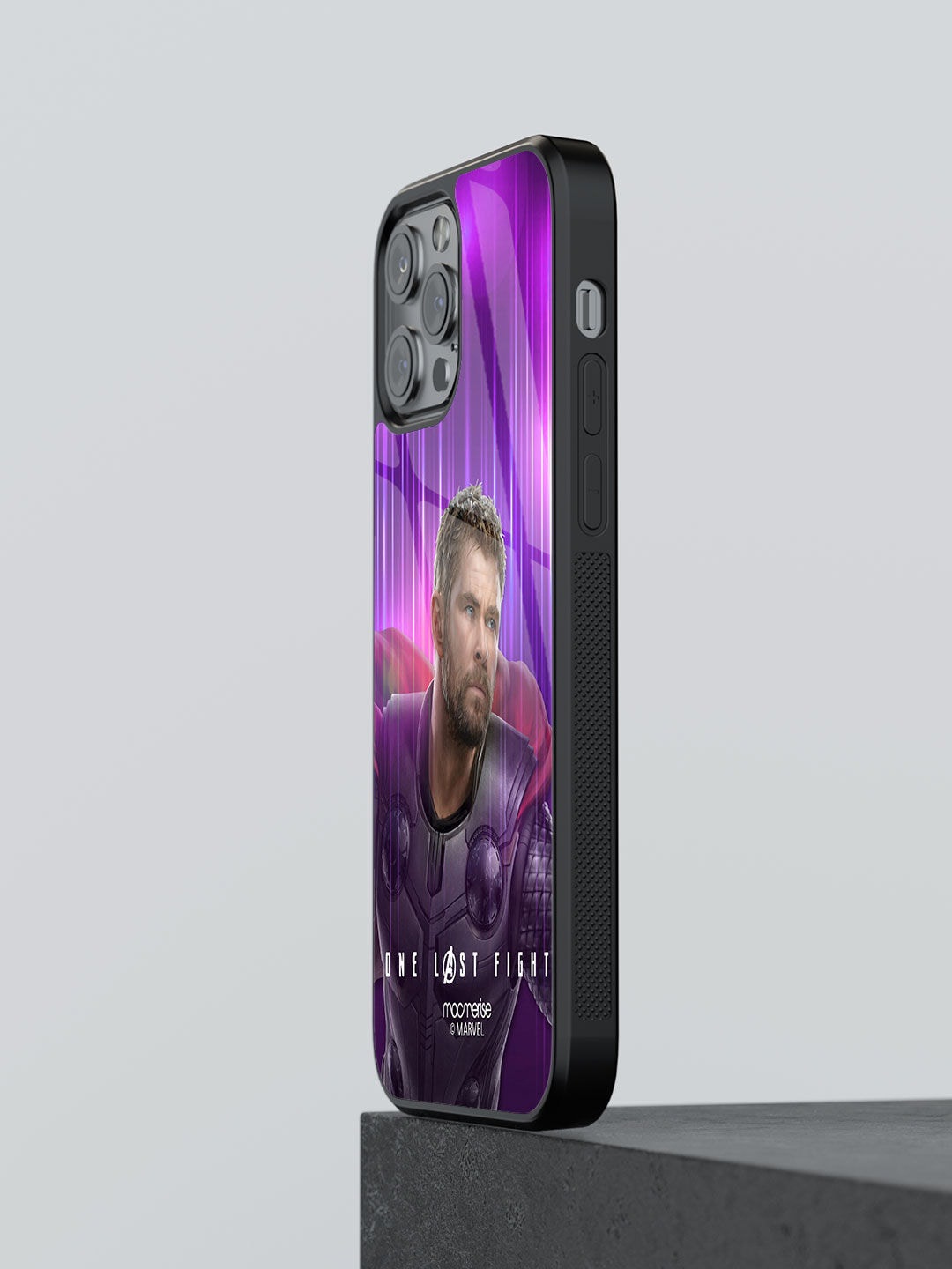 

macmerise Purple & Black Printed One Last Fight Glass iPhone 13 Pro Back Case