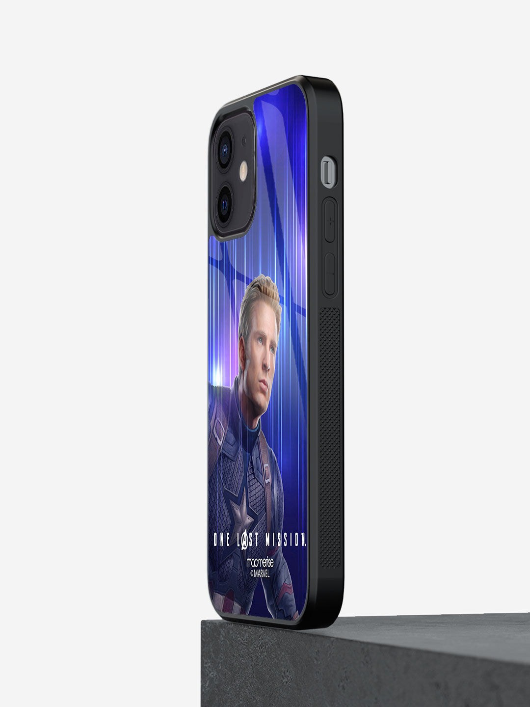 

macmerise Black & Blue Printed One Last Mission iPhone 12 Mini Glass Back Case