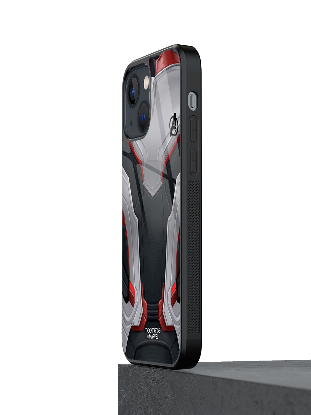 

macmerise Black Avengers Endgame Suit Printed iPhone 13 Glass Back Case