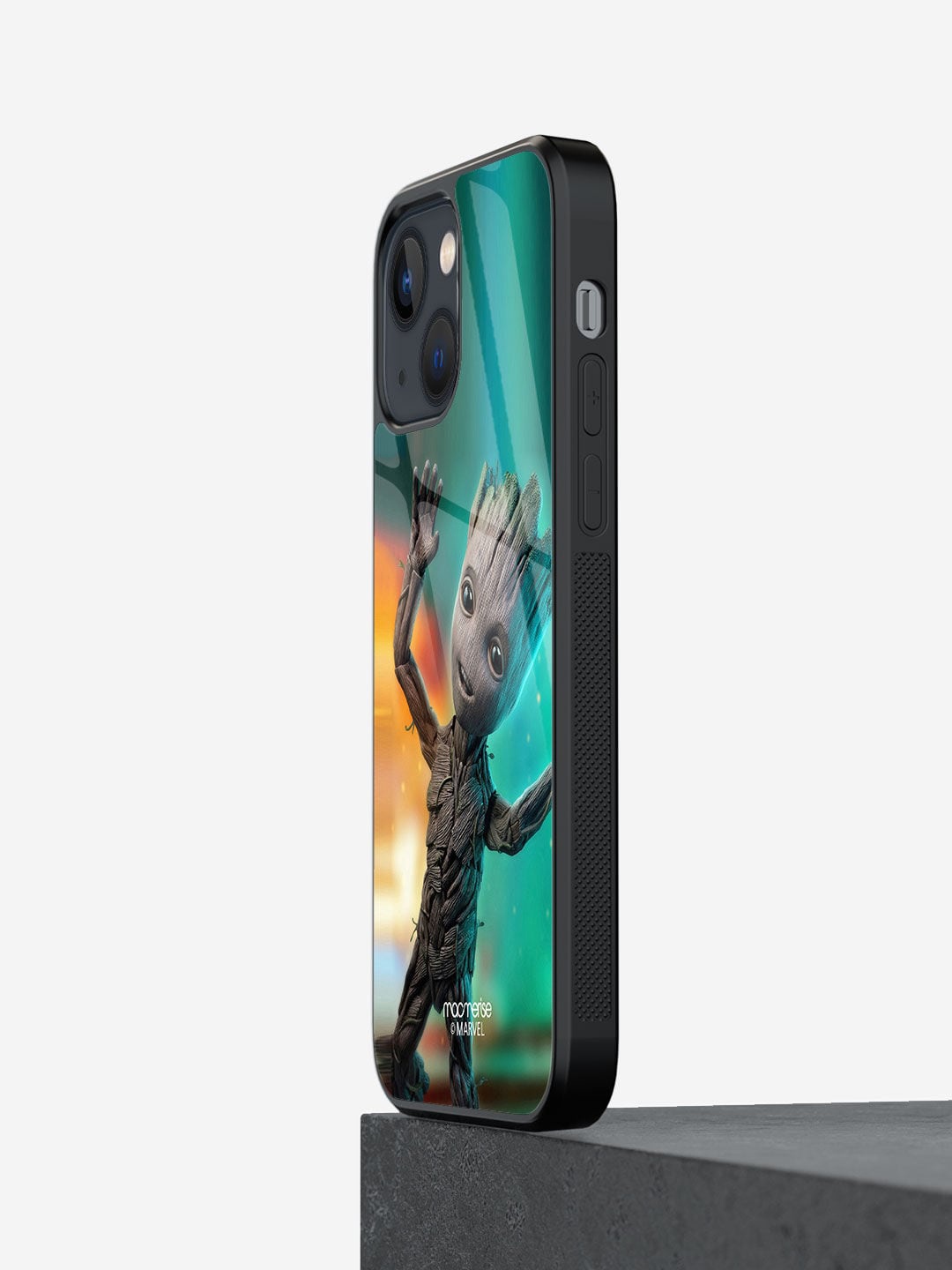 

macmerise Sea Green & Grey Baby Groot Printed iPhone 13 Mini Phone Case